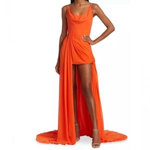 NEW! Vera Wang Bride Eva Draped High Low Gown in Tangerine